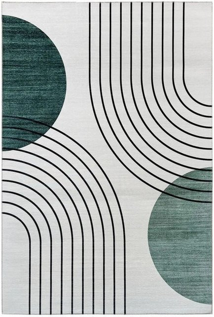 Vercai Rugs Teppich Fenix Linien in Grün und Beige mit geometrischem Retro-Design, B: 120 cm, L: 180 cm - Bild 1