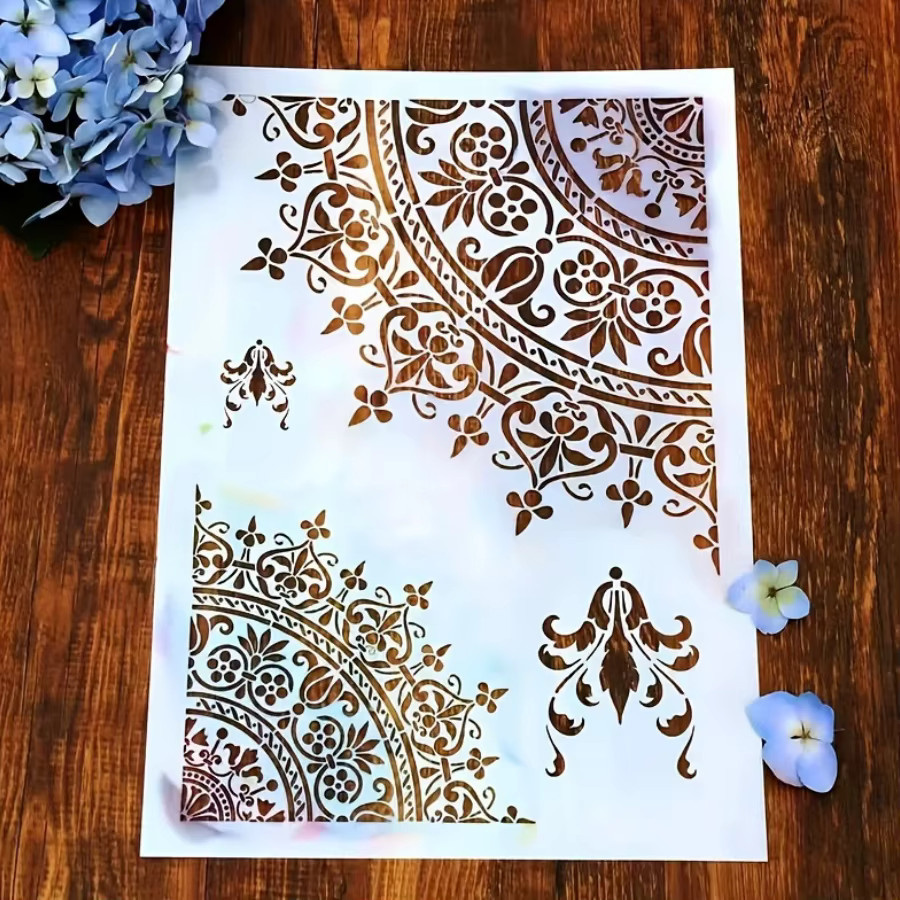 Mandala-PET-Schablone transparente geometrische Kunstvorlage für Wandmalerei und Heimwerkerarbeiten - Bild 3