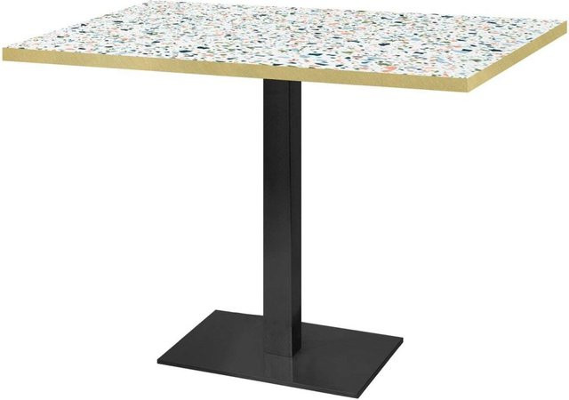 RestooTab Tisch Milan rechteckig in Terrazzo-Optik, mehrfarbig mit Messing-Elementen, B/T/H: 120 x 70 x 75 cm - Bild 1