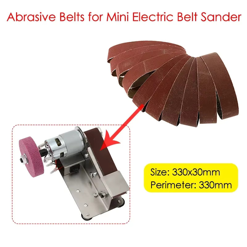 Dreamburgh Schleifbänder für Mini-Elektro-Bandmaschinen, B/L: 330 x 30 mm, Körnung P120/320/600/800/1000, Farbe: Braun - Bild 5