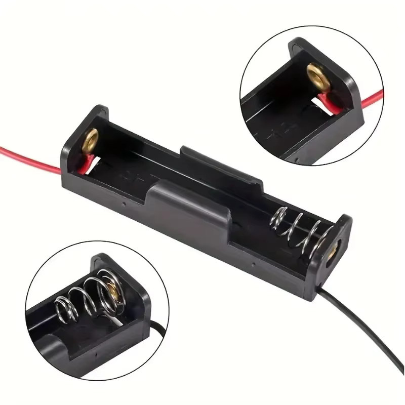 YYMSF 5er Set 18650 Batteriehalter mit Draht Anschluss, Schwarz, 1 Slot pro Box - Bild 2