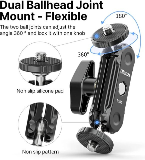 VIKEFON Magic Arm Halter mit 360 Grad Kugelköpfen und 1/4 Zoll Schraubhalterung in Schwarz für Kamera, Video, Licht, Monitor, Fotografie, DSLR, Mikrofon - Bild 1