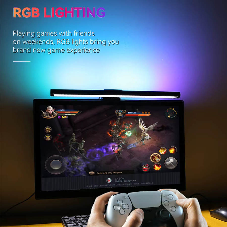 CHENBEN Intelligente Monitor-Lichtleiste in Schwarz mit App-Steuerung, stufenloser Dimmung und USB-Anschluss für Home-Office und Gaming - Bild 2