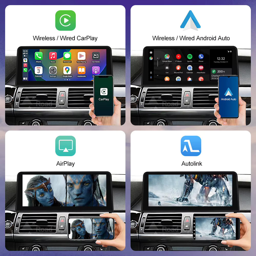 Road Top Multimedia Touchscreen Head Unit für BMW X5 E70 und X6 E71 (2007-2013) mit Wireless CarPlay, Android Auto, Bluetooth und Wi-Fi in Schwarz - Bild 3
