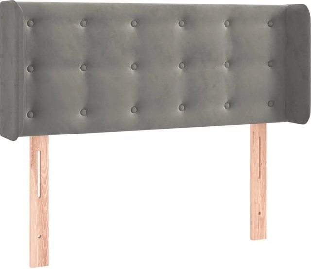 vidaXL Kopfteil mit Ohren in Hellgrau aus Samt, B/T/H: 93 x 16 x 78/88 cm - Bild 1