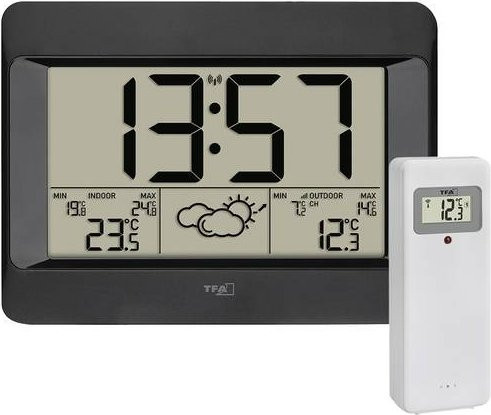 TFA Dostmann ZENO 35.1163.01 Funk-Wetterstation in Schwarz mit bis zu 3 Sensoren - Bild 1