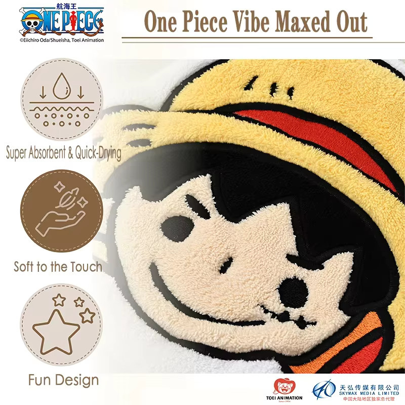 Offiziell lizenziertes One Piece Handtuch aus Coral-Fleece mit Motiv Luffy, Zoro oder Chopper in Multicolour und praktischer Aufhängeschlaufe - Bild 2