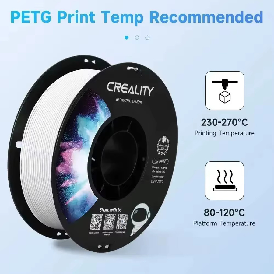Creality CR-PETG Filament Schwarz 1 kg, 1,75 mm, hochtemperaturgeeignet und umweltfreundlich für FDM 3D-Drucker - Bild 4