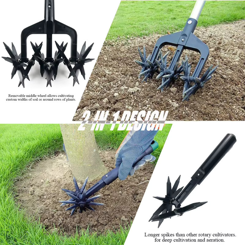 QDS 2-in-1 Gartenbelüfter und Vertikutierer in Schwarz als Rotationsgrubber und Bodenfräse - Bild 5