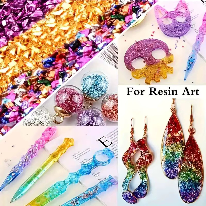Zerkleinerte Steindekorationen in Gold und Multicolour für DIY-Kerzen und Harzfüllungen, 20 g pro Packung - Bild 2