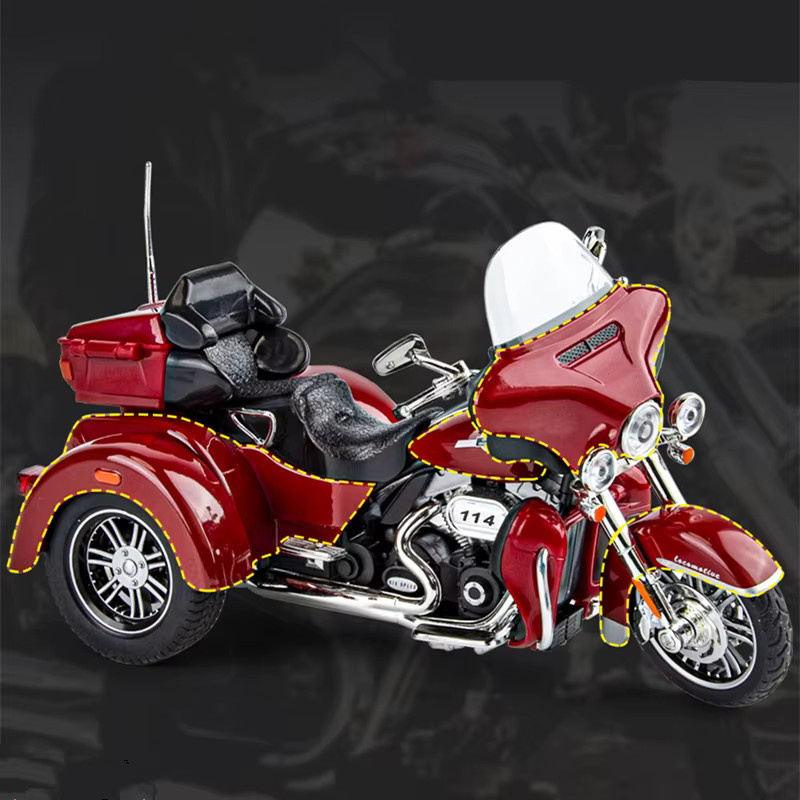 MAKEDA 1:9 CVO Tri Glide Dreirad-Reisemotorradmodell, Metall, mit Licht und Sound - Bild 1