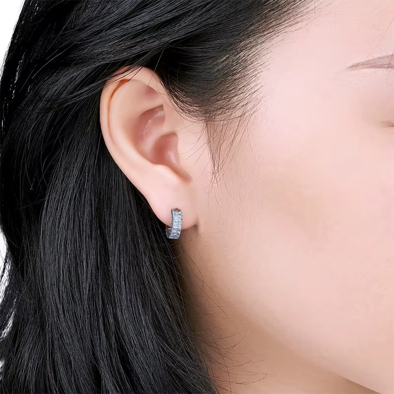 pioroe Piercing Ohrring, Titan, Zirkonia, Silber, Unisex, 8/10mm, 16G - Bild 2