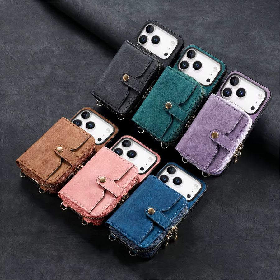 szHAIyu Crossbody-Kartenhalter und Telefonhülle für Apple iPhone kompatibel mit iPhone 17 Air 16 16e 15 14 Plus 13 12 Mini 11 Pro Max X XR XS SE in Schwarz und Lila - Bild 6
