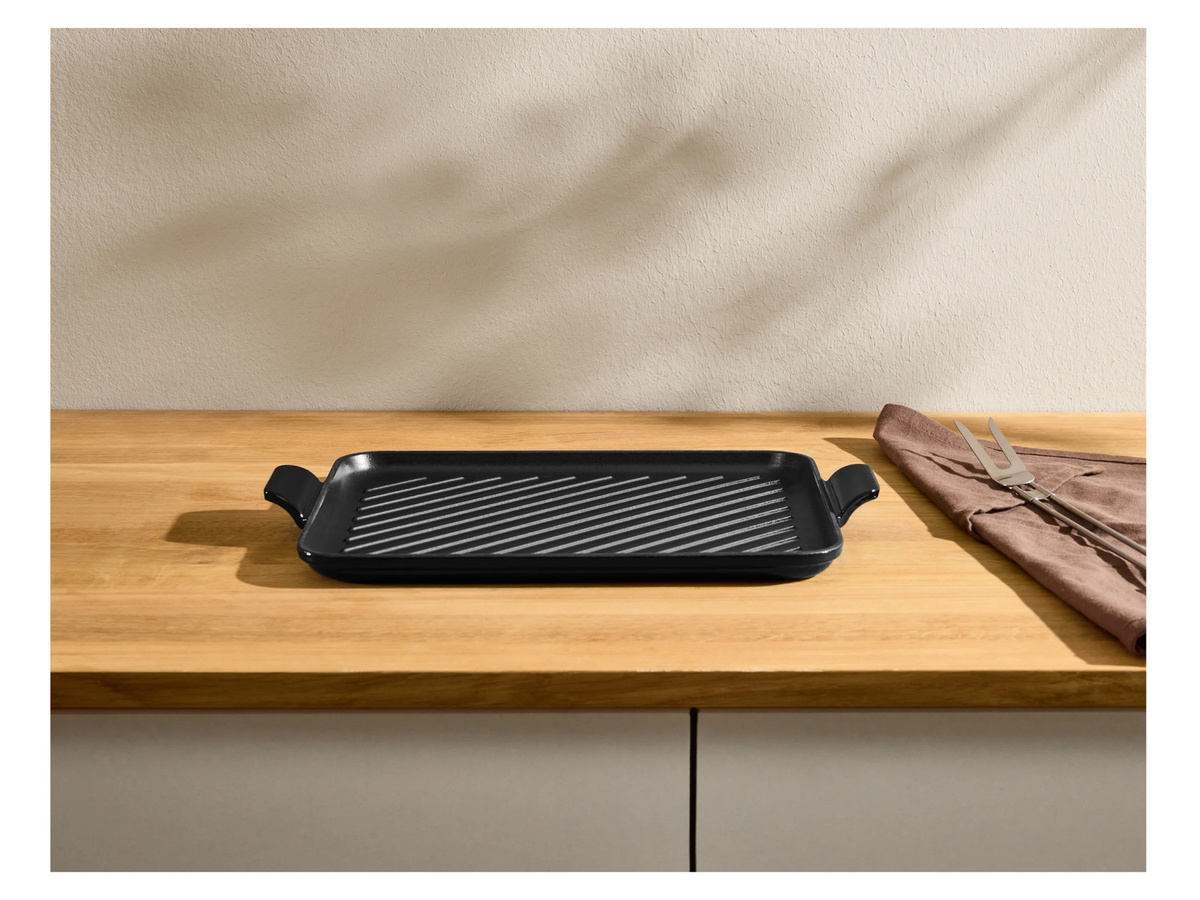 SILVERCREST Premium-Gusseisenpizzaplatte in Schwarz, rechteckige Grillplatte aus emailliertem Gusseisen - Bild 3