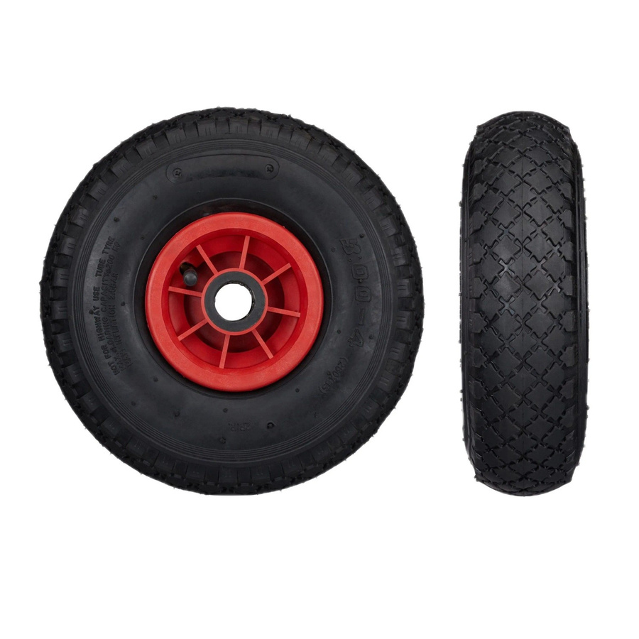 Relaxdays Sackkarrenräder 2er Set aus Gummi und Kunststoff in Schwarz-Rot, luftbereift, Durchmesser: 26 cm, Breite: 8,5 cm - Bild 2