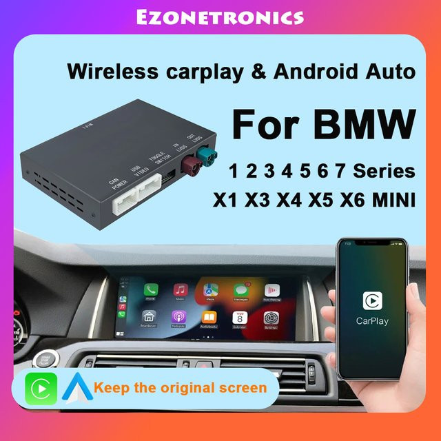 EzoneTronics Drahtlose CarPlay Schnittstelle für BMW NBT ID4 Systeme und MINI mit Spiegellink, Schwarz - Bild 1