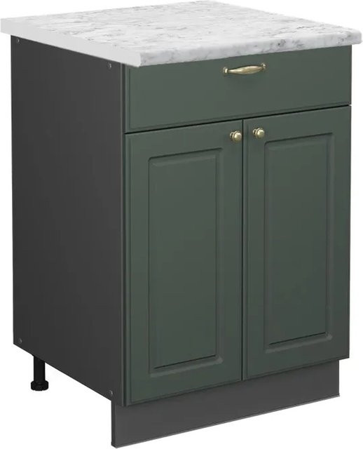 Vicco Küchenunterschrank Fame-Line in Grün-Gold und Anthrazit im Landhausstil mit Schublade und Türen, B/T/H: 60 x 60 x 82 cm - Bild 1