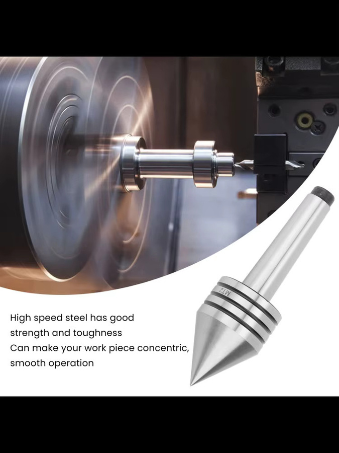 Aramox Reitstock Live Center HSS mit 60-Grad-Genauigkeit MT2 für CNC-Drehmaschinen in Silber - Bild 6