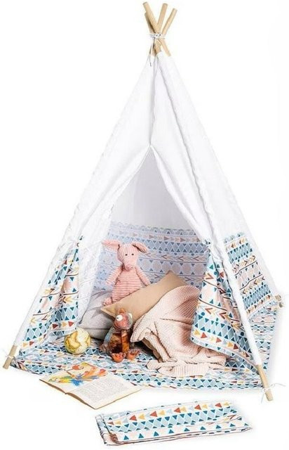Pinolino Kinderzelt Tipi Naira aus Holz und Baumwollstoff mit Bodenmatte und Tasche - Bild 1