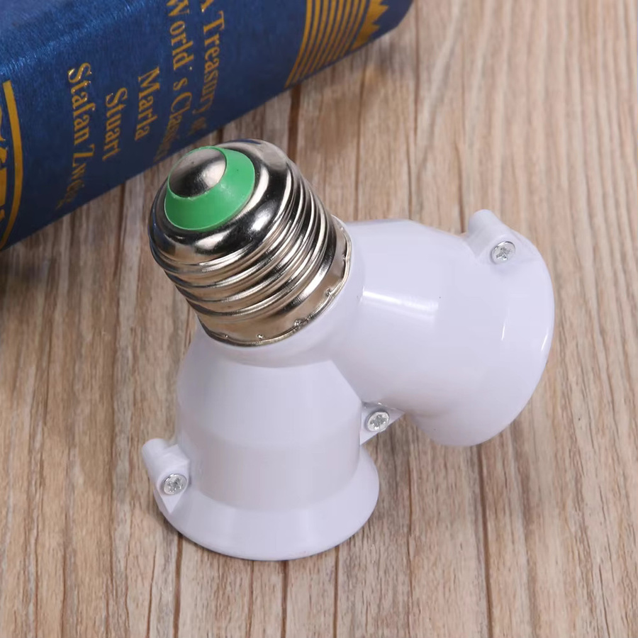 ALLOYSEED 2 in 1 E27 Doppel-Sockel Adapter Splitter Konverter mit Kupferkontakt in Weiß - Bild 2