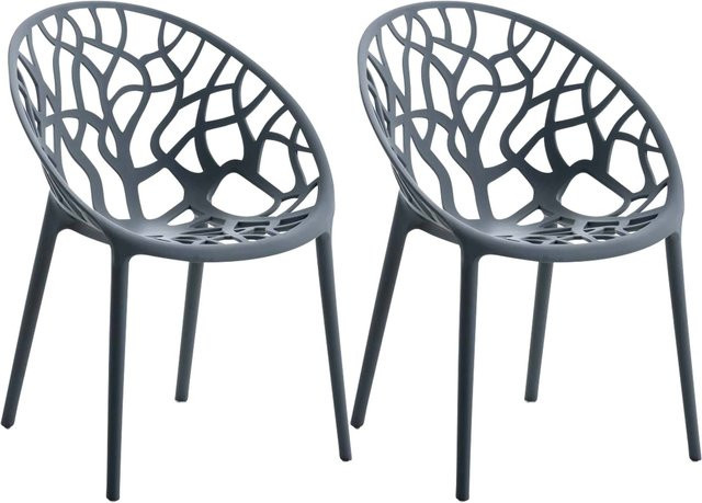 CLP Gartenstühle 2er Set Hope Anthrazit, stapelbare Outdoor-Gartensessel aus Polypropylen mit Lehnen, UV-beständig und wetterfest - Bild 1