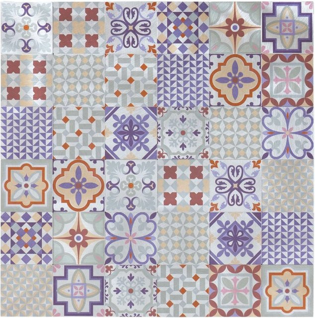 Dalsys Selbstklebende Fliesen Faro mit bunten Ornamenten, 11 Stück für 1 m² in Multicolour - Bild 1