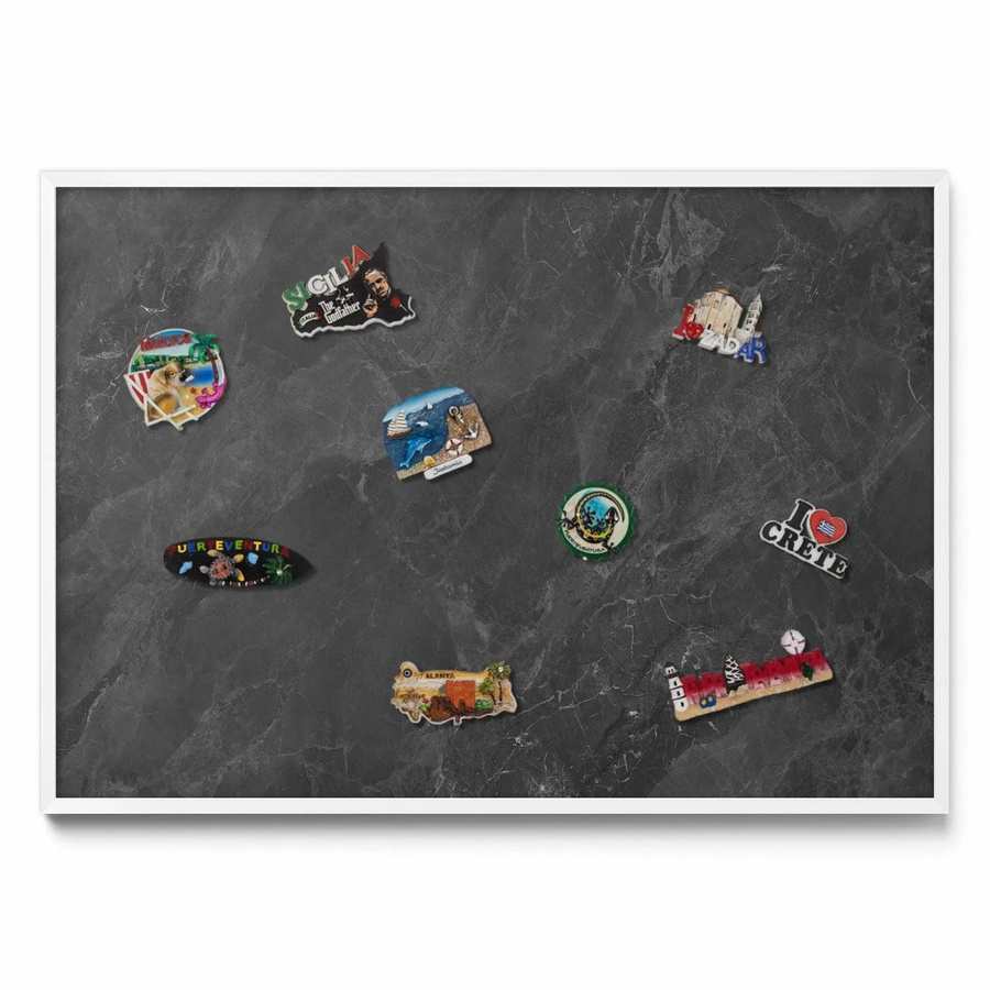 Tulup Magnettafel aus Metall für Souvenirs in Dunkler Steinstruktur mit weißem Rahmen, B: 100 cm, H: 70 cm - Bild 2
