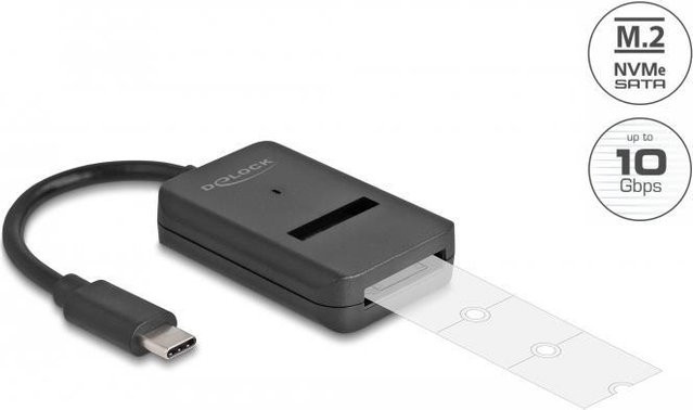 Delock Schnittstellenadapter M.2 zu USB-C 3.2 Gen 2 für PCIe NVMe und SATA SSD, Schwarz (64198) - Bild 1