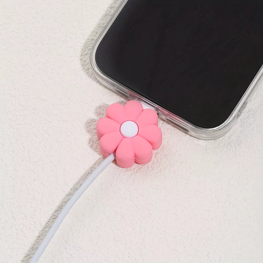 5 oder 10 Stück Silikon Ladekabel Schutzhülle mit Blumen-Design für USB-C Ladekabel in Multicolour - Bild 3