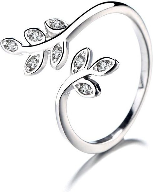 Lucky Star Jewelry Ring 925 Silber, Blätter, Offen, Damen, Zirkonia - Bild 1