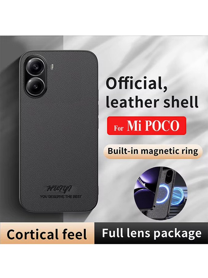 Xiaomi Silikonhülle mit matter Litschi-Textur aus Leder für POCO X7 X6 X5 X3 Pro X3 NFC M7 M6 M4 Pro in Blau und Schwarz - Bild 4