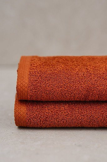 Jotex DARCY Handtuch 2er-Pack aus Baumwolle in Braun und Orange, B/H: 30 x 50 cm - Bild 1