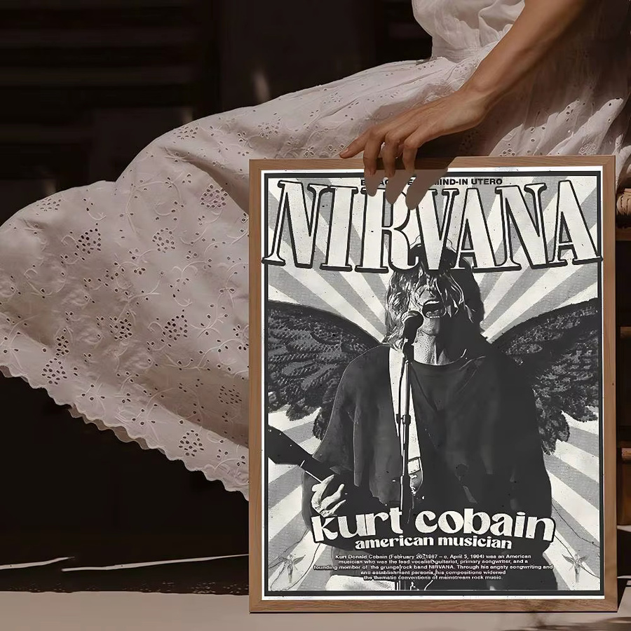Vintage Nirvana Kurt Cobain Poster von Potdemiel in Whitepaper-Druck als dekoratives Kunstwerk in Multicolor - Bild 2