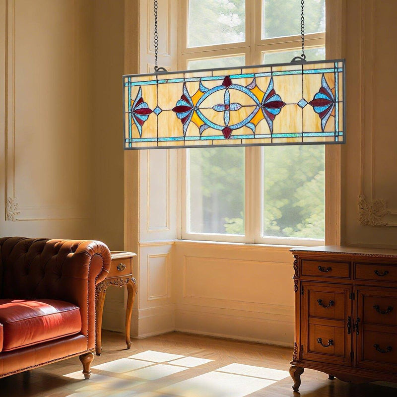 Buntglasfensterpaneel von Buying Solutions, MB im Tiffany-Stil, Multicolor, Rechteck, B/H: 81,3 x 25,0 cm - Bild 3