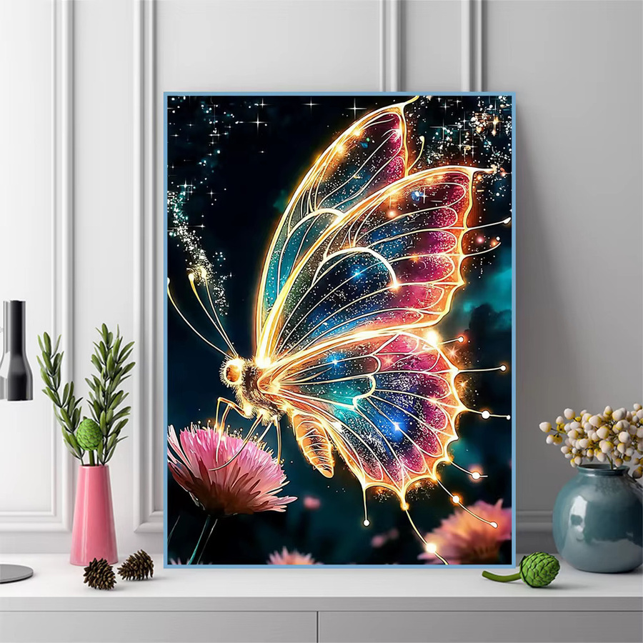 EverShine Diamantmosaik DIY Set Schmetterling und Blumen mit Acryl-Steinen in Mehrfarbig, B/H: 30 x 20 cm - Bild 3