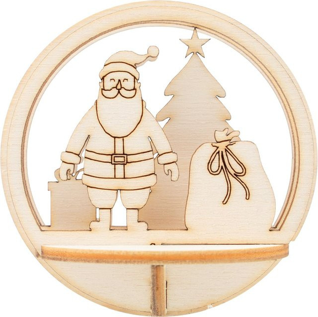 VBS Holz-Steckmotiv Weihnachtsmann für Acrylkugel in Beige - Bild 1