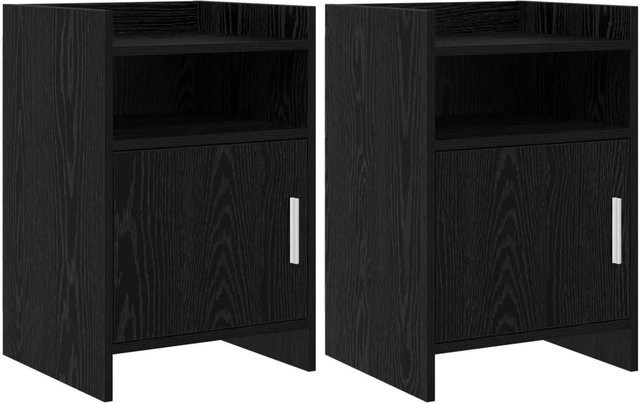 vidaXL Nachttische 2er Set in Schwarzer Eiche, modernes Design für dein Schlafzimmer, B/T/H: 40 x 36 x 60 cm - Bild 1