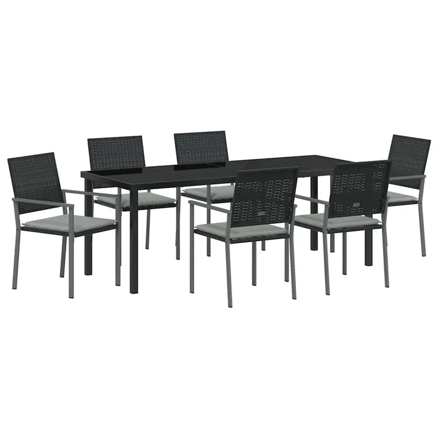 vidaXL Garten Essgruppe 7-teilig aus Poly Rattan und Glas in Schwarz und Anthrazit - Bild 2