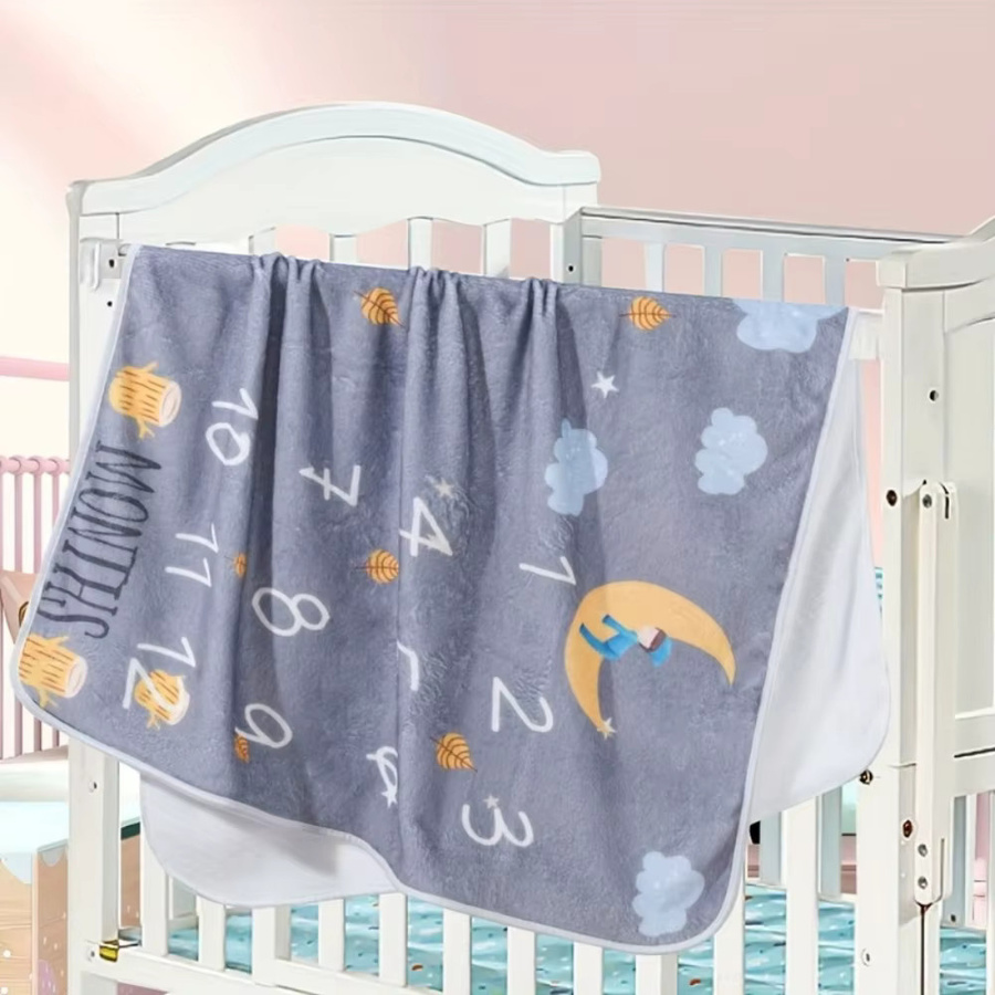 VIKAMA Baby-Fotografie-Decke mit Cartoon-Panda-Motiv in Grau als Meilenstein-Gedenkkalender für Neugeborene und zur Taufe - Bild 2