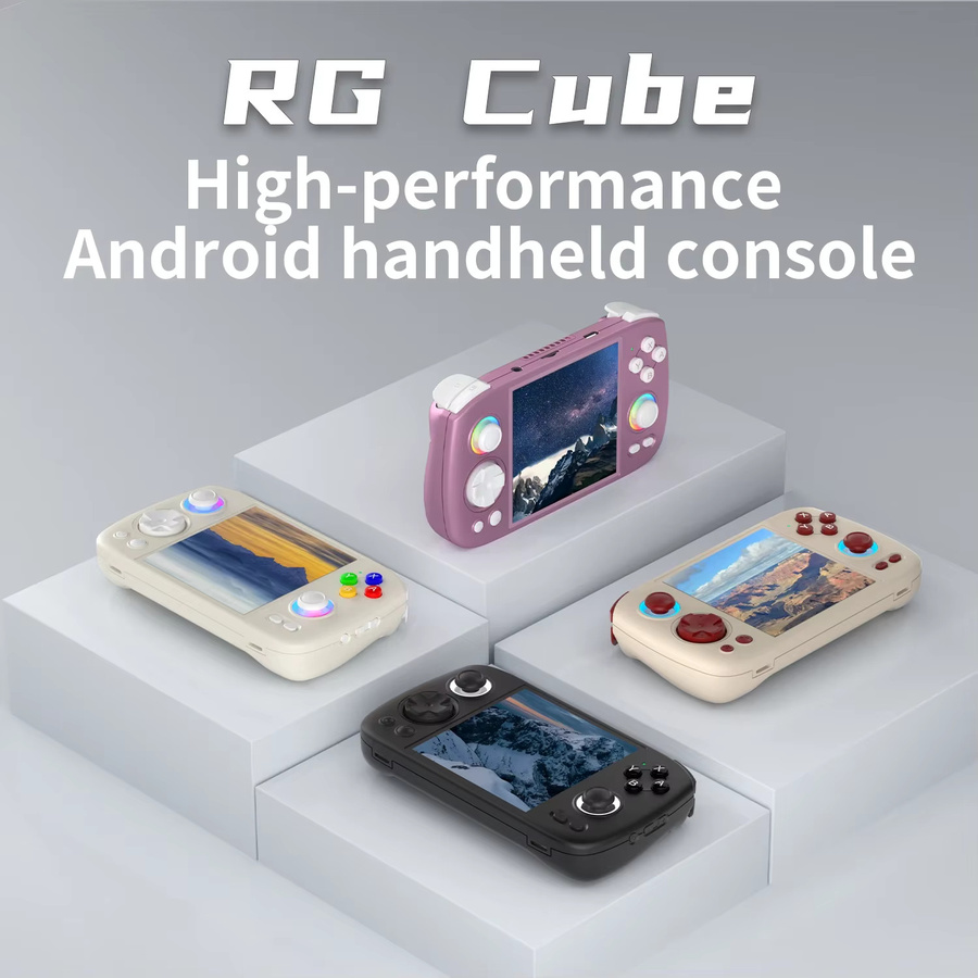 Anbernic RG Cube Handheld-Spielekonsole mit 3,95 Zoll IPS Touchscreen, Android 13 und RGB-Lichteffekt in Beige/Weiß - Bild 2