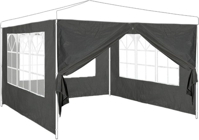 Relaxdays Pavillon Seitenwand 4er Set aus PE/PVC in Grau mit Fenster und Verschließfunktion B: 3 m, H: 2 m - Bild 1