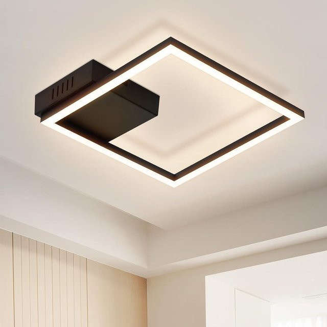 Cliheet LED-Deckenleuchte Schwarz, Quadratisch, 12 W, 3000 K Warmweiß, Durchmesser: 26 cm - Bild 1