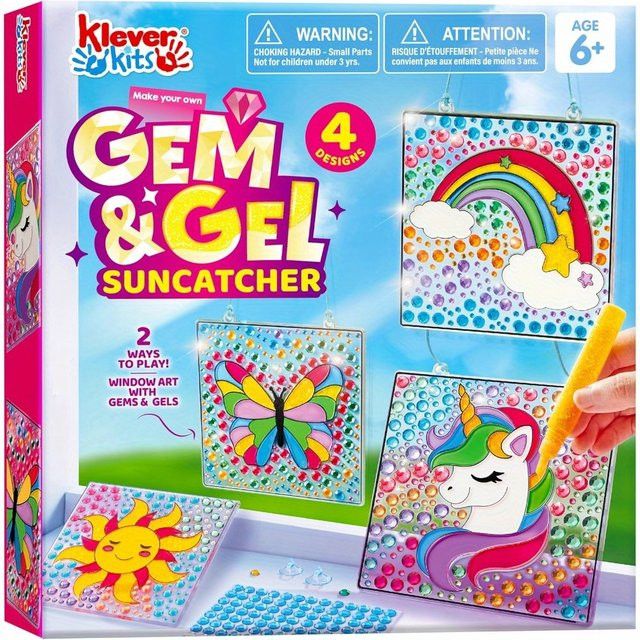 JOYFY 4er Set Fensterkunst 2-in-1 Sonnenfänger aus Edelsteinen und Geln in Multicolor - Bild 1