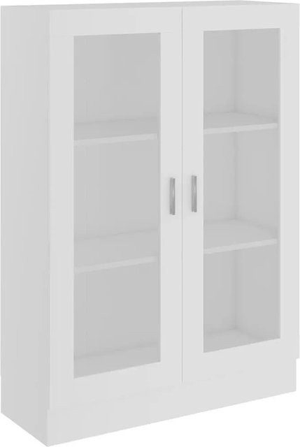 vidaXL Vitrinenschrank Weiß mit Glastüren und Regalböden, B/T/H: 82,5 x 30,5 x 115 cm - Bild 1