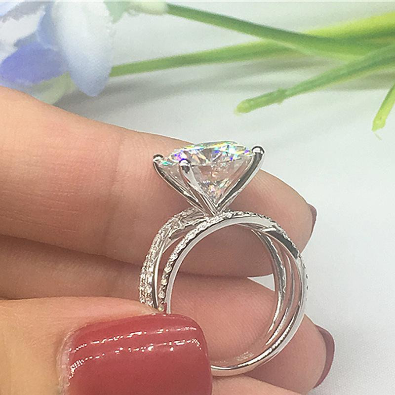 YIRAN Jewelry Ring, 4 Krallen, Weiß, Zirkonia, Damen, Verlobung, Hochzeit - Bild 2