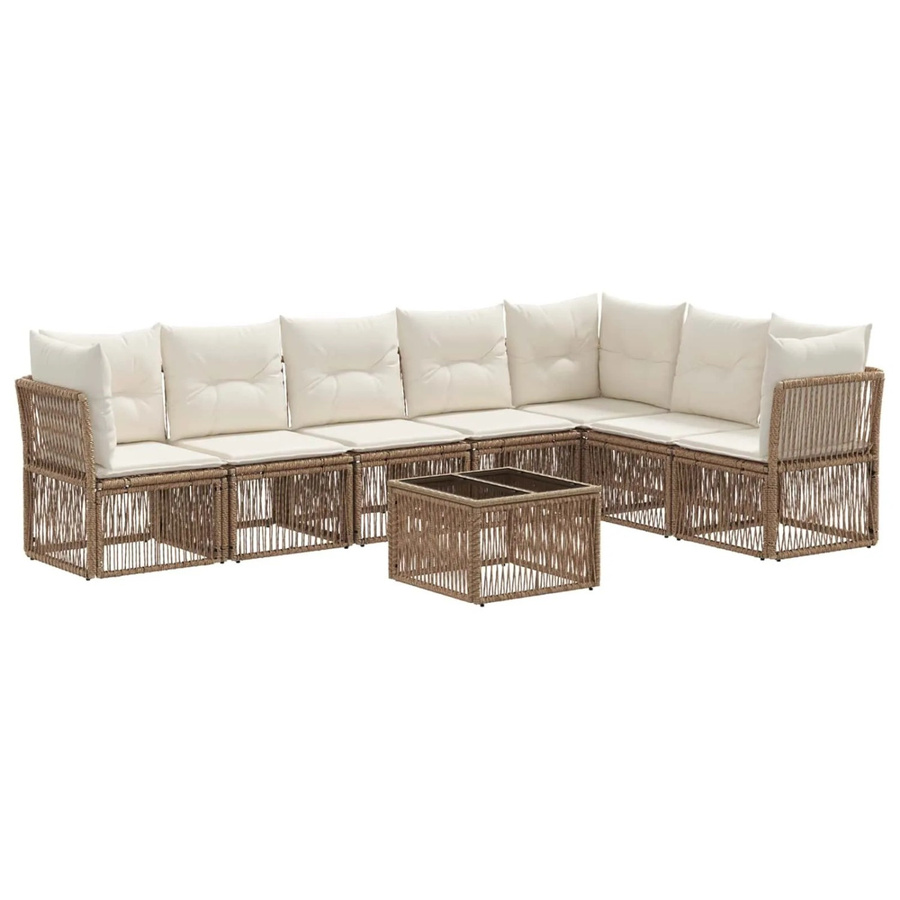 vidaXL Gartensofa-Set 8-teilig in Beige aus Poly-Rattan mit Polsterung und Tisch - Bild 2