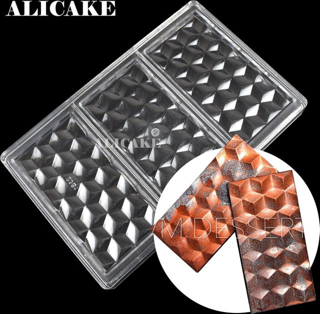 Schokoladenform aus transparentem Polycarbonat für 3D-Würfel-Schokoriegel und Bonbons - Bild 1