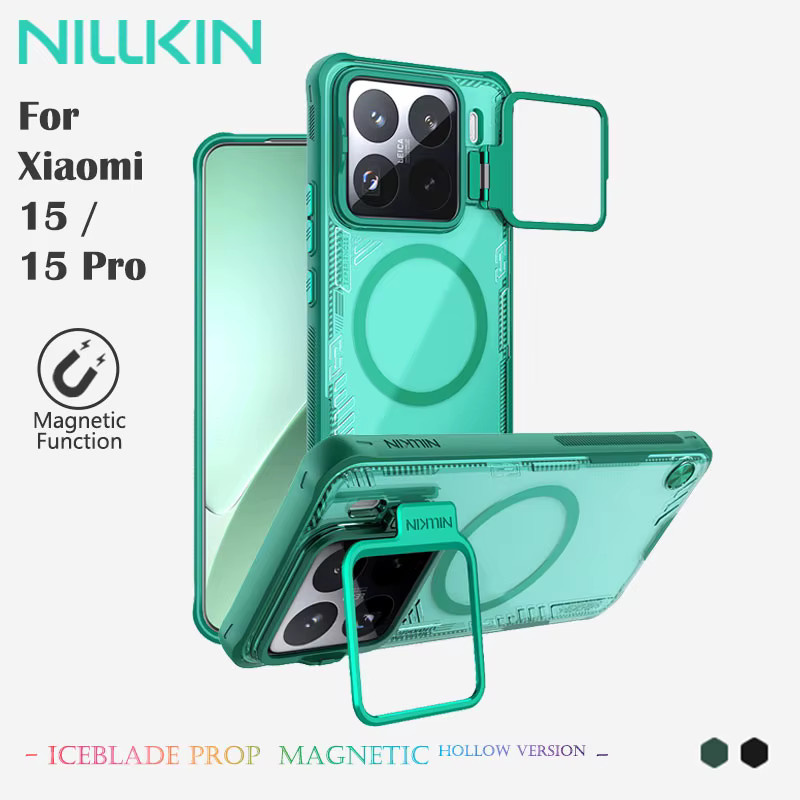 NILLKIN Magnethülle für Xiaomi 15 und Xiaomi 15 Pro mit MagSafe-Integration in Schwarz und Grün - Bild 1