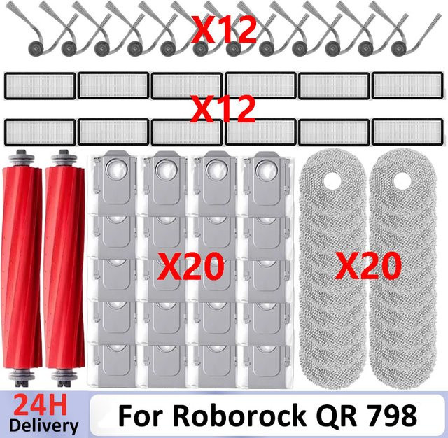 Roborock Zubehör-Set für Qrevo L, Qrevo S Pro und weitere Modelle mit Hauptbürste, Seitenbürste, Filtern, Wischtüchern und Staubbeuteln - Bild 1
