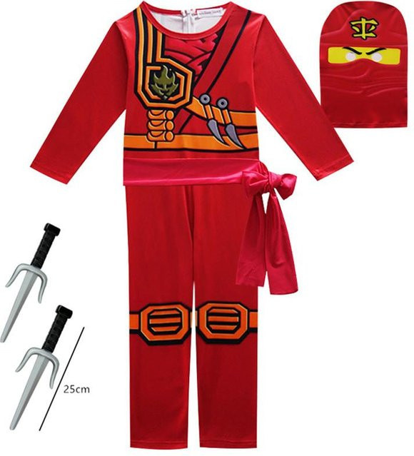 Ninja Cosplay Superheld Jumpsuit, Kinder Anime Ninja Kostüm, Rot, ab 0 Jahren - Bild 1